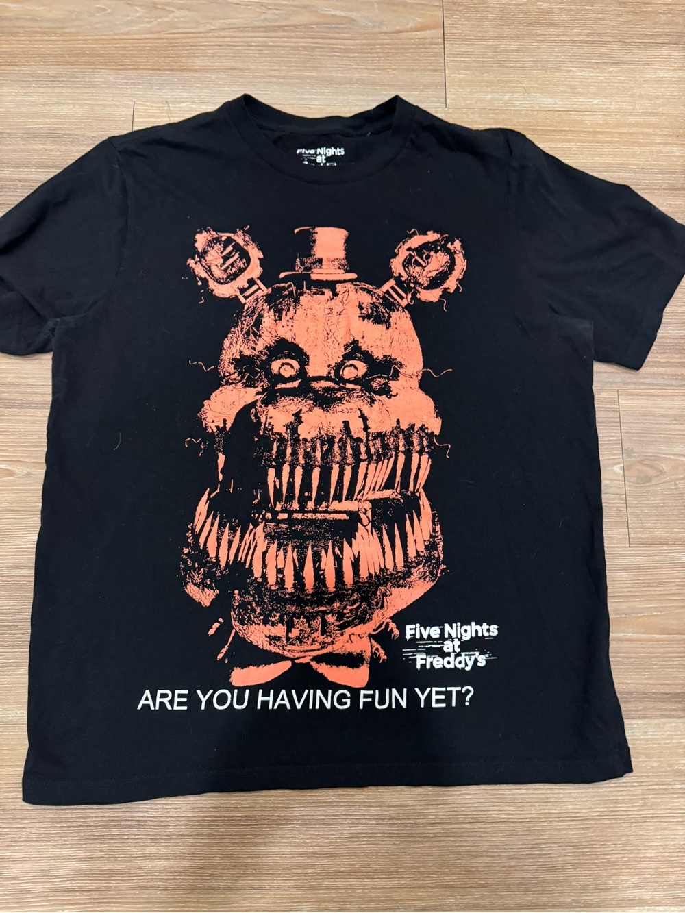 Five nights at Freddy’s Fraz bear graphic T-shirt, size medium black gamer T